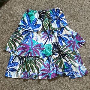 Tropical Print Tiered Skirt
